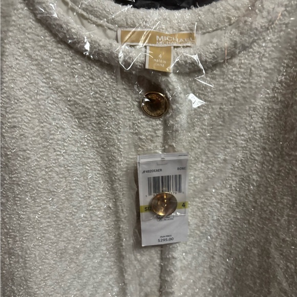 Michael Kors Metallic Tweed Mini Dress In Bone, Size 4, NWT - Picture 4 of 6